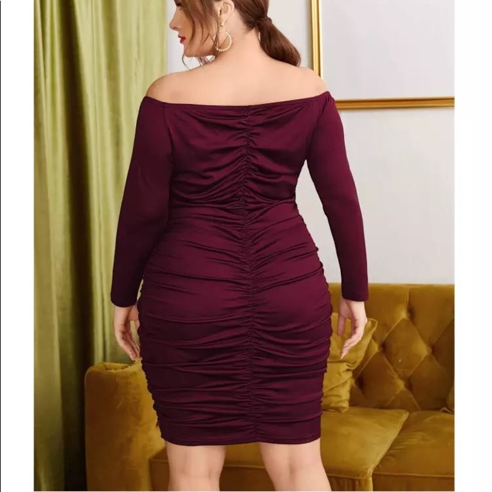 Plus off Shoulder Ruched Bodycorn Dress